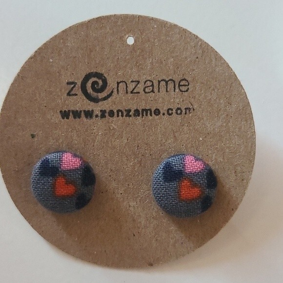 Assorted Pink & Red  Button & Apple Earrings Lot of 3 - Picture 2 of 5